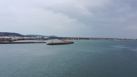 Levee-breakwater-drone-view-from-the-mediterranean-sea-France-Frontignan-Sete